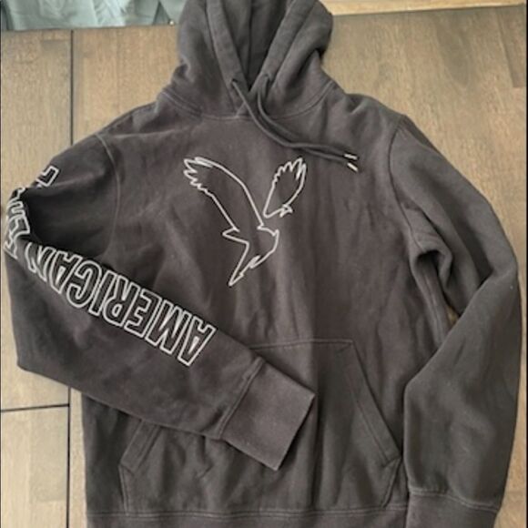 American Eagle Outfitters Tops - 𝅺American Eagle Black Soft Graphic Hoodie Sweater sz xs